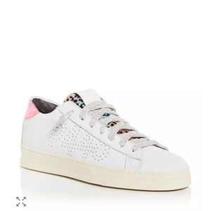 P448 White and Pink Sneakers with Silver Accents